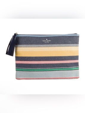 kate spade Navy Multicolor Striped Zip Pouch